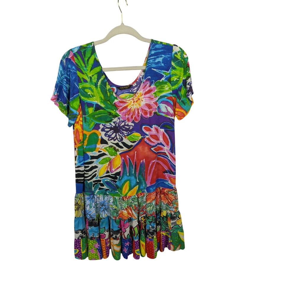 Vintage Jams World Hattie Dress Garden Bliss Ruffle Mini Women Small Hawaii